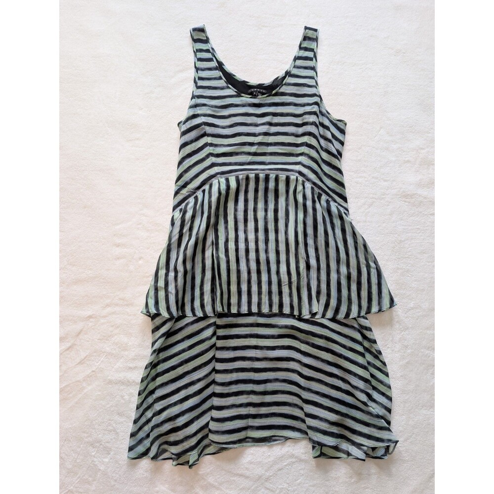 Theory Striped Sleeveless Lightweight Dress 6 100% Silk  Scoop Neck Knee Length